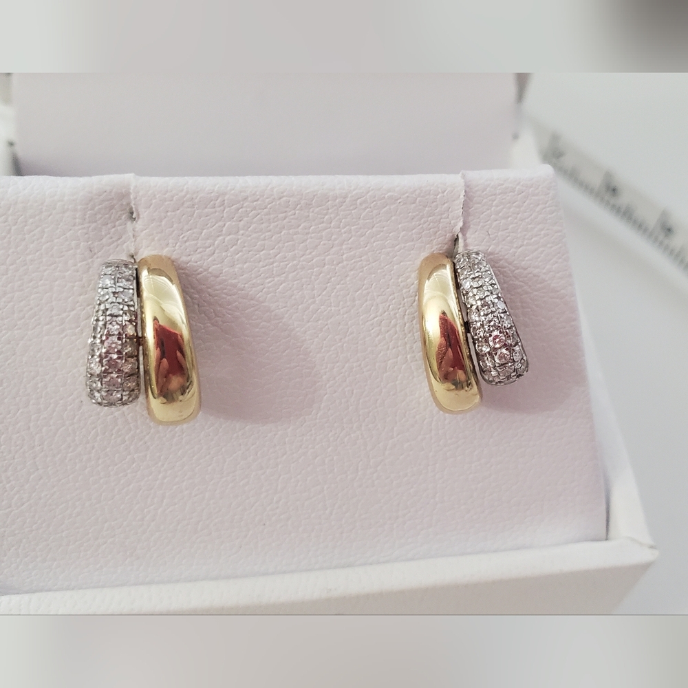 EFFY 14k yellow gold and diamond post hoop earrings